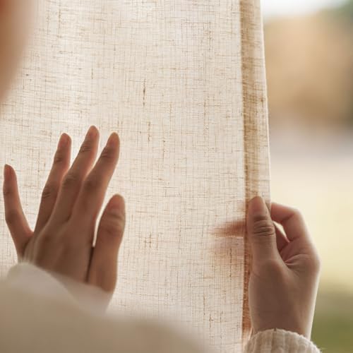 jinchan Linen Curtains Light Filtering Back Tab 50x90 Inch 2 Panels