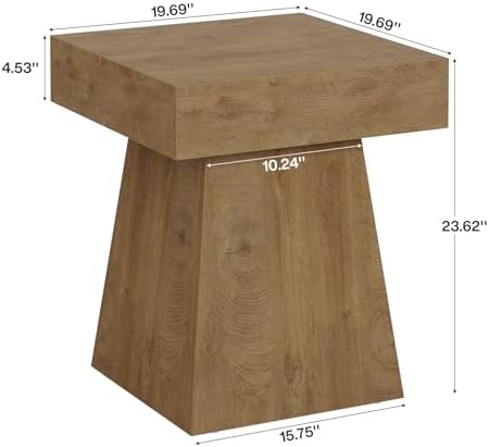 Tribesigns Small End Table Set of 2, Rustic Square Side Table with Wide Base,...