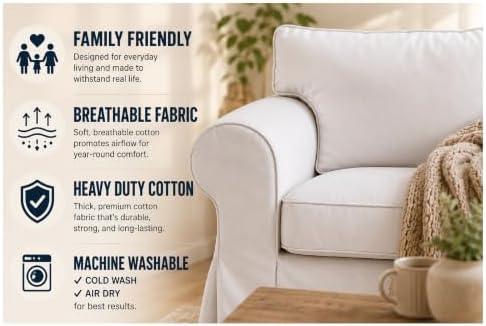 Cotton Ektorp Chair Cover Compatible with IKEA Armchair Sofa Slipcover