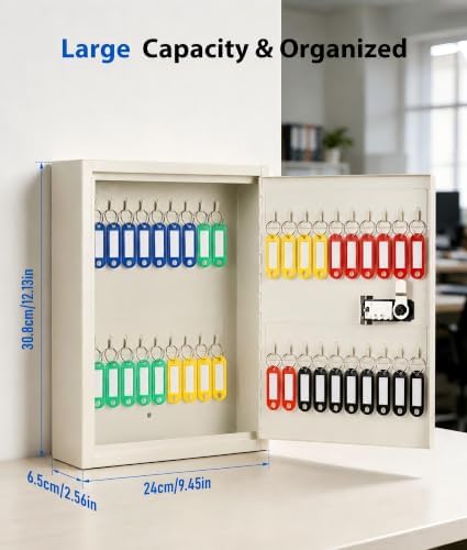 KYODOLED Key Box, 40-Key Lock Box with Combination Lock, Wall Mount, White