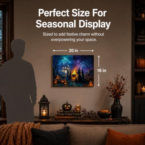 Artiluxy Halloween LED Wall Art, 20x16 Inch, Lighted Canvas, Haunted House