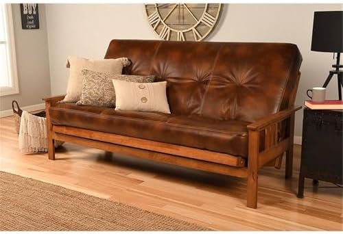 Pemberly Row 75" Traditional Full-Size Faux Leather Futon Mattress with ...