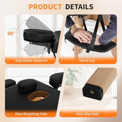 BestMassage Massage Bed Portable Folding Massage Table 24" Wide,Black