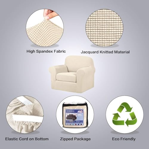 H.VERSAILTEX Stretch Armchair Cover 2 Piece Chair Covers for Living Room Furn...
