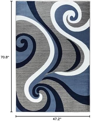 GLORY RUGS Modern Area Rug Swirls Carpet Bedroom Living Room Contemporary Din...