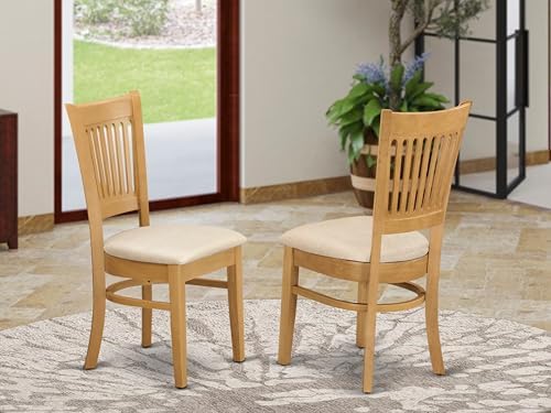East West Furniture VAC-OAK-C Vancouver Dining Chairs - Linen Fabric Upholste...