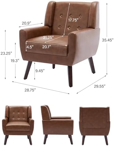 Accent Chairs Set of 2, Comfy Reading Armchair, Coffee