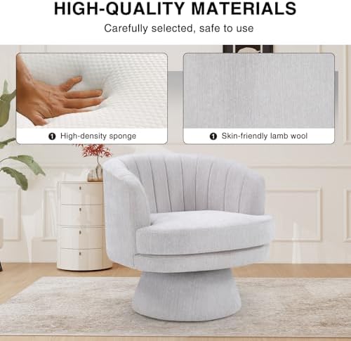 CANMOV Swivel Accent Chair with Armrest, Modern 360 Degree Swivel Barrel Chai...