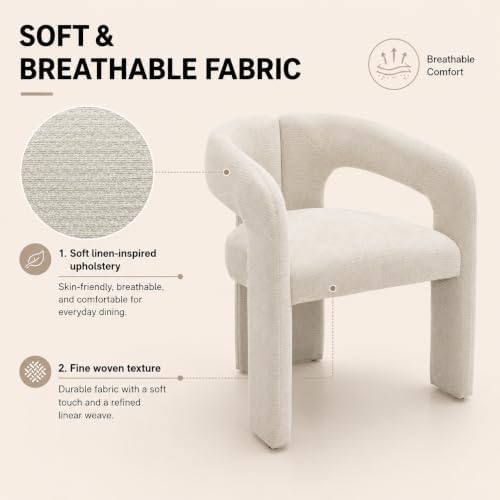 Modern Boucle Accent Chair, Upholstered Barrel Armchair with Curved Open Back...
