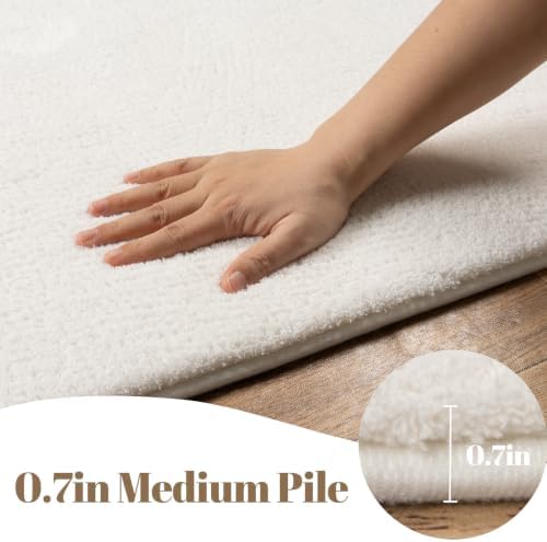 qulint 8x10 Cream White Rug for Living Room, Soft Large Carpet for Bedroom