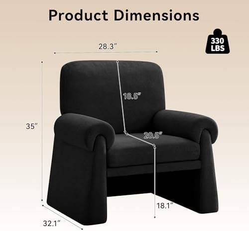 Oversized Accent Chair, Comfy Living Room Chairs, Single Sofa Chair with Thic...