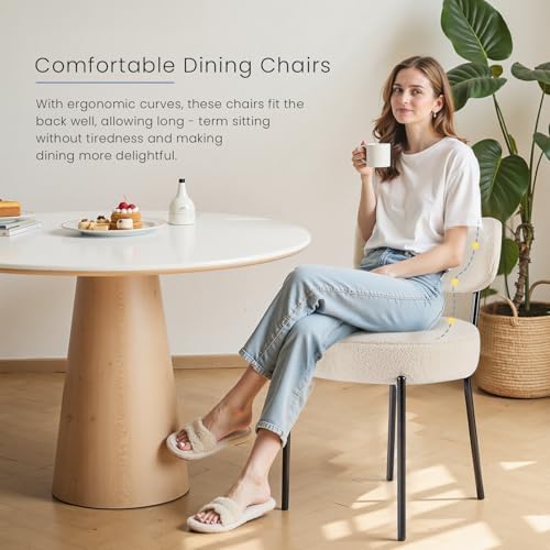 DUMOS Dining Chairs Set of 6, Mid Century Modern Chair Round Upholstered Curv...