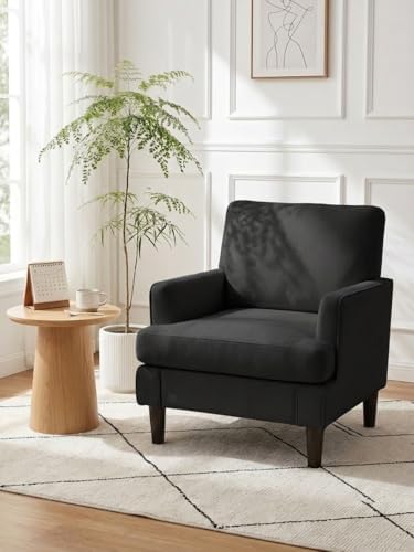 Kromax Accent Chair for Living Room, No Screws Assembly Required, Black