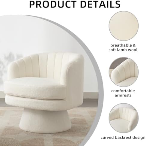 CANMOV Swivel Accent Chair with Armrest Set of 2, Modern 360 Degree Swivel Ba...