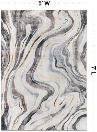 Rugshop Contemporary Marble Design Washable Non Slip Area Rug 5' x 7'...