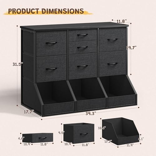 Romorgniz Dresser for Bedroom, 7 Drawer and 3 Open Cubby, Modern Bedroom