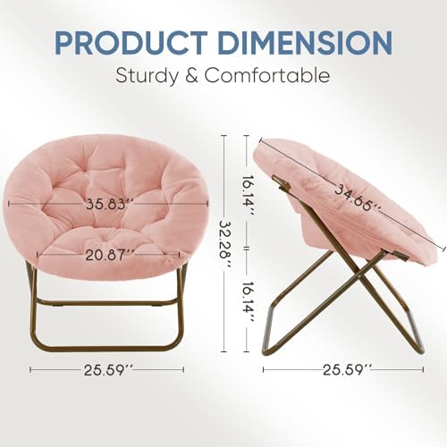 DUMOS Faux Fur Saucer Chair, Living Room Folding Lounge Chair