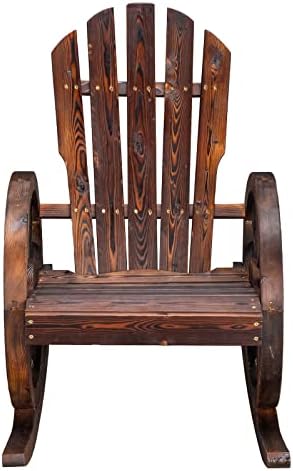 Outvita Adirondack Rocking Chair Set of 2, Carbonized Wood Wagon Rocker