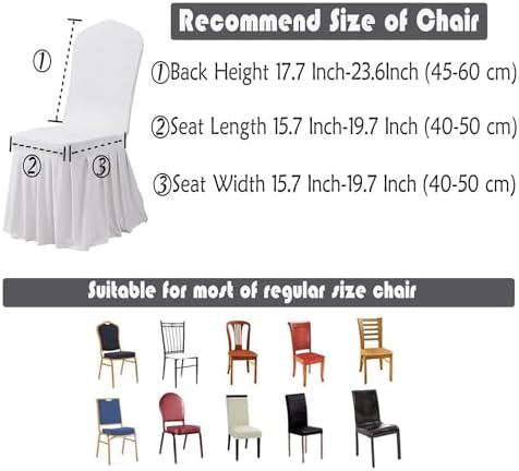 10pcs Pleated Skirt Spandex White Chair Cover Hotel Banquet Party Events Wedding Decoration Seat Protector Slip Covers