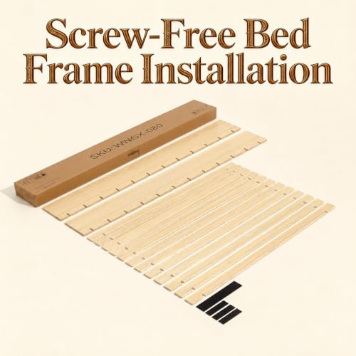 Brafab Queen Japanese Platform Bed Frame with Wooden Slats, Easy Assembly