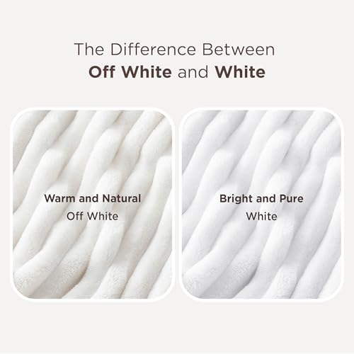 Bedsure Soft Cozy Queen Size Fleece Blanket for Bed Off White 90"x90"
