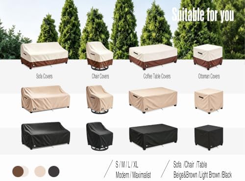 2-Seater Patio Loveseat Cover, 58Wx32Dx31H inches Outdoor Furniture Covers Wa...