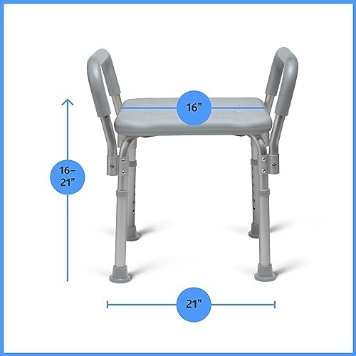 Medline Backless Shower Chair with Arms - 350 lb. capacity, Bench, Stool, Sea...