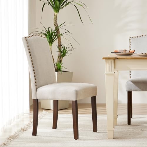 DUMOS Dining Chairs Set of 2, Upholstered Accent Chair, Beige