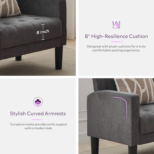 Upholstered Accent Chairs Set of 2, Tufted Armchairs for Living Room