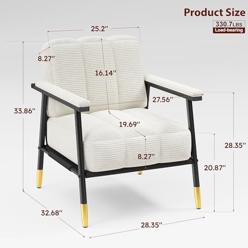 Homkdom Corduroy Accent Chair,Set of 2 Reading Chair for Living Room