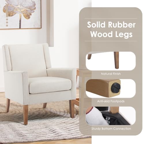 COLAMY Modern Wingback Living Room Chair Set of 2, Upholstered Fabric Accent ...
