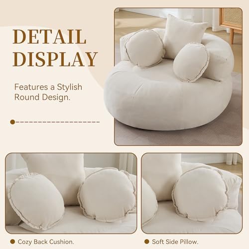 WUTUTUEE Round Oversized Chair Floor Sofa Chair, Chenille Compressed Circle C...