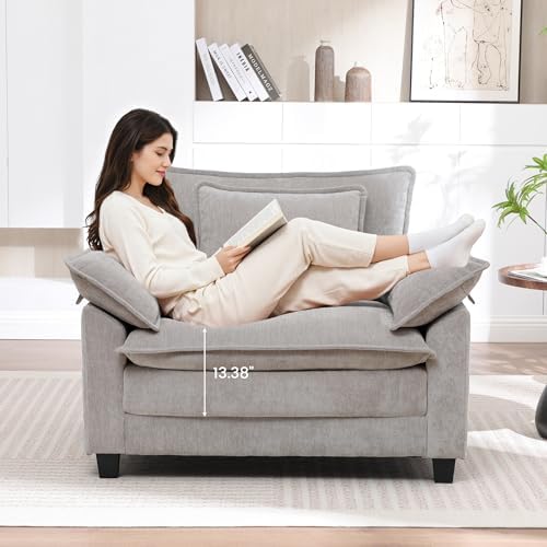 Oversized Accent Chair,Modern Chenille Cloud Sofa Chair with Deep Seat,Uphols...