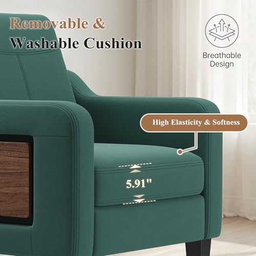 Accent Chair for Living Room, Mid-Century Upholstered Armchair with Foldable ...