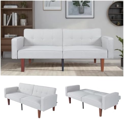 NicBex Fabric Convertible Sleeper Couch, Futon Sofa Bed with 2-Seat, Gray
