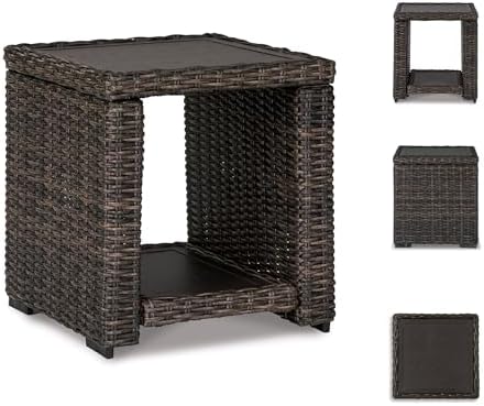 Signature Design by Ashley Grasson Lane Outdoor Rattan Square End Table with ...