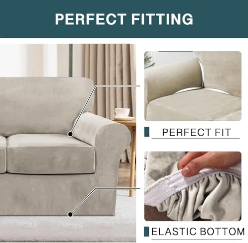 FantasDecor 2 Piece Chair Sofa Covers Velvet for Living Room Slipcovers with ...