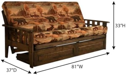 Kodiak Tucson Wood Futon with Mattress Included, Futon Sofa Bed with Storage ...