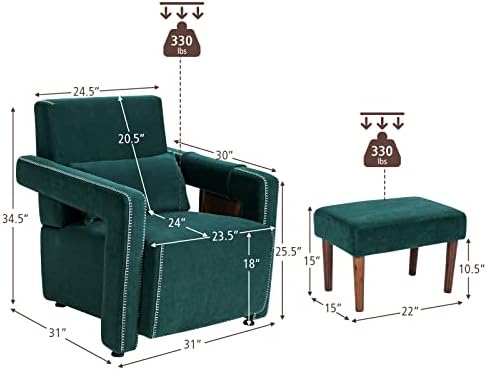 Giantex Modern Accent Chair with Ottoman, Soft Berber Fleece Single Sofa w/Si...