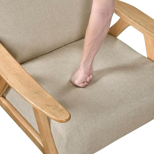Lexicon Mid Century Modern Accent Chair, Natural Wood Frame, Light Brown