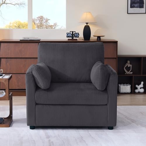 Mofolit 38“ Modern Corduory Accent Chair with High Back (Cream)