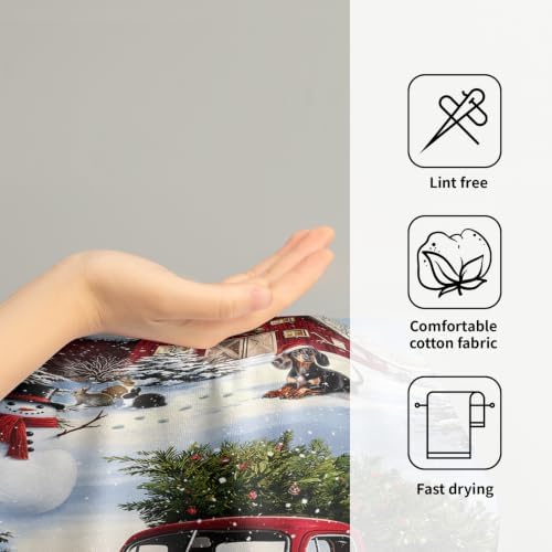 Giwawa Red Truck Hand Towels Winter Xmas Tree Bath Fingertip Towel Set of 2 Soft Absorbent Holiday Kitchen Dish Wash Cloth for Bathroom Hotel Gym