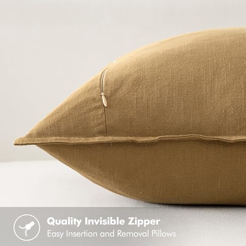 MIULEE Neutral Gold/Brown Linen Pillow Covers Pack of 4 Decorative Natural - Image 4