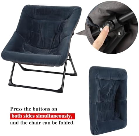 Comfy Saucer Chair for Adults, Soft Faux Fur Bedroom Chair, Accent Dorm Chair...