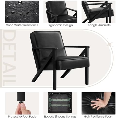 Yaheetech Mid-Century Modern Accent Chair, Lounge Chair, Black