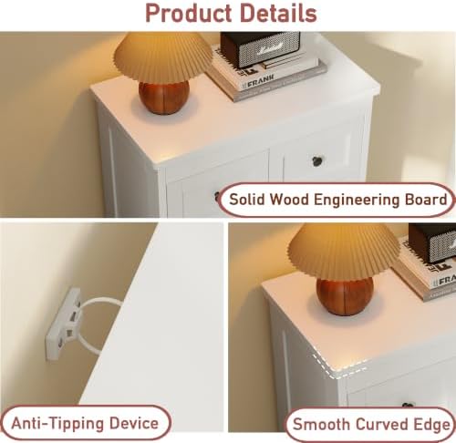 wanan Tall 6 Drawer Dresser for Bedroom, White Modern 43.3'' Tall Woo...
