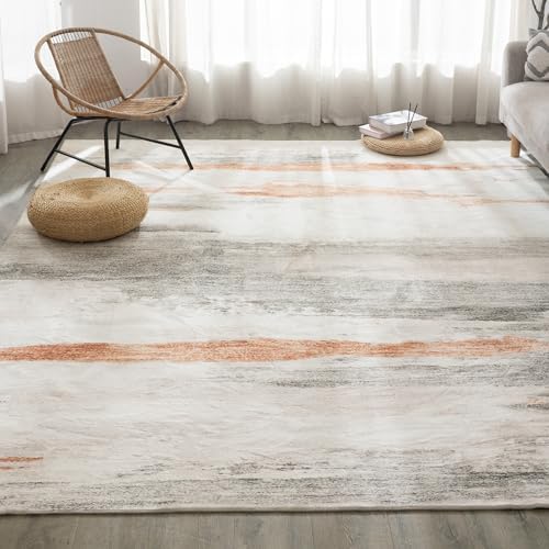 Carvapet 6x9 Area Rugs for Living Room Bedroom, Brown Modern Abstract Low Pil...