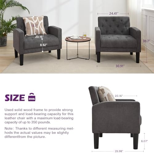 Upholstered Accent Chairs Set of 2, Tufted Armchairs for Living Room