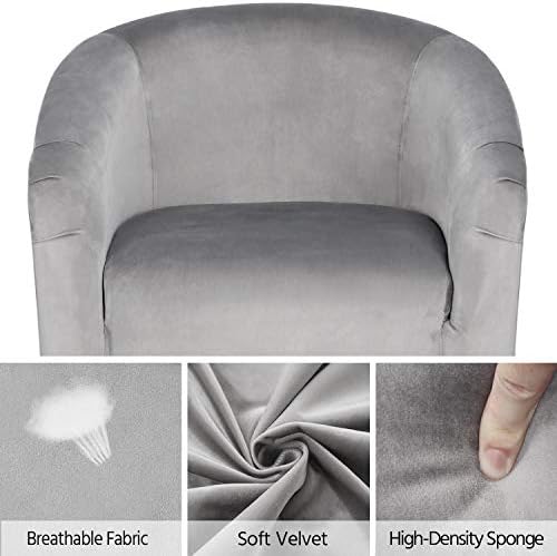 Topeakmart 25.5in Wide Small Velvet Barrel Accent Chair for Bedroom, Gray