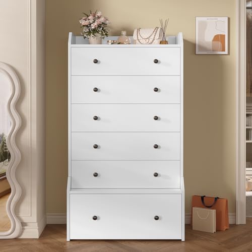 ADORNEVE Tall 6 Drawer White Modern Dresser